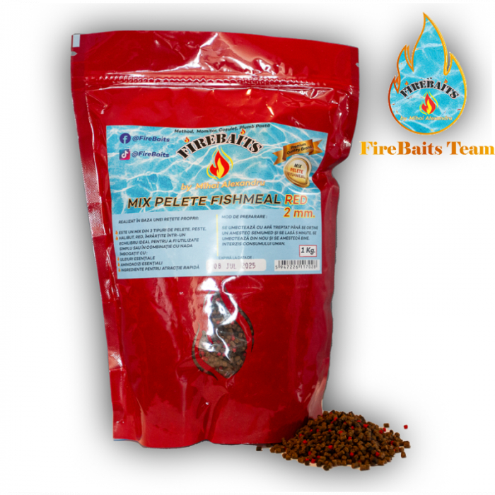 Pelete Fire Baits Fishmeal Red 2mm, 1kg [1]