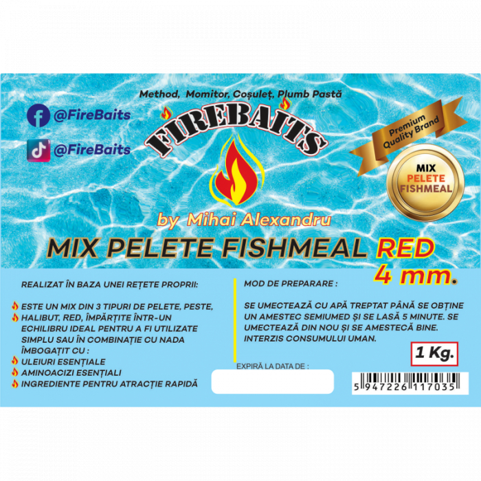 Pelete Fire Baits Fishmeal Red 4mm, 1kg [2]