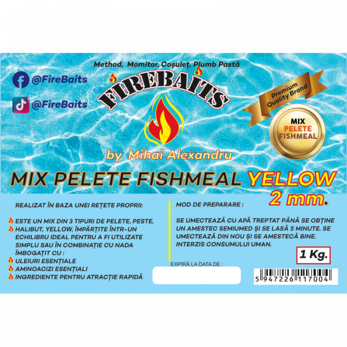 Pelete Fire Baits Fishmeal Yellow 2mm, 1kg [2]