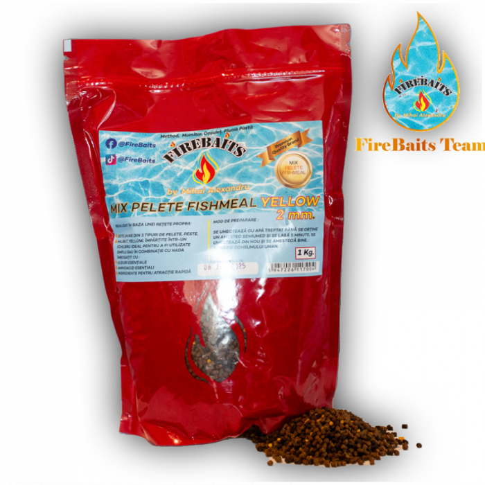 Pelete Fire Baits Fishmeal Yellow 2mm, 1kg [1]