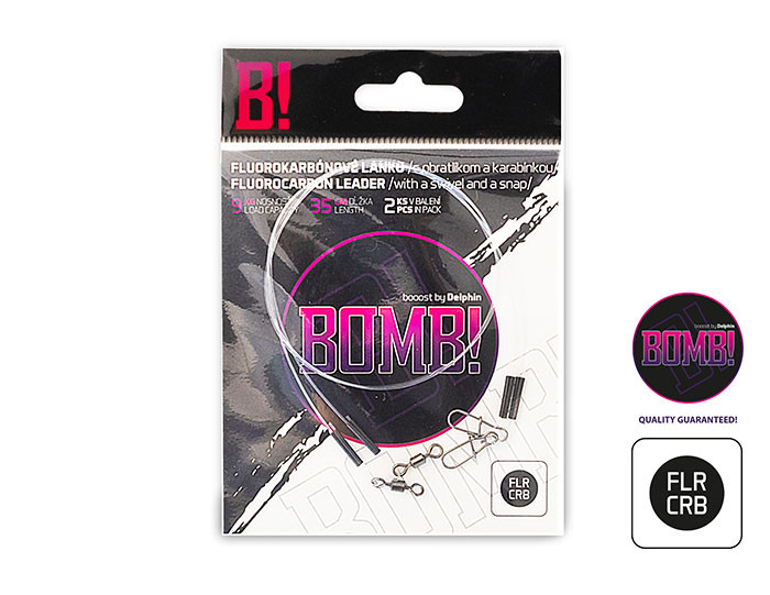 Strună din fluorocarbon BOMB! cu vârtej si agrafă 2buc/15cm/5kg [2]