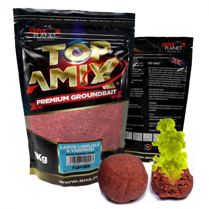 TOP AMIX® METHOD FEEDER LARVE LIBELULE & VIERMUSI (ROSU) 1kg [1]