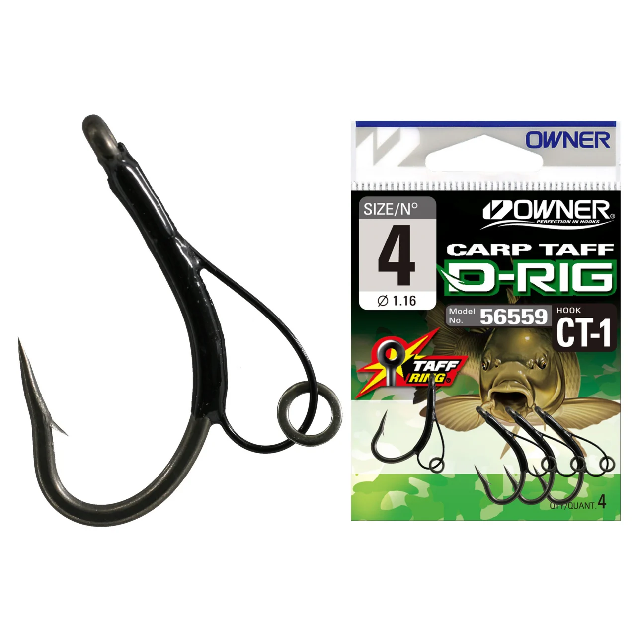 Carlige crap - Carlig Owner No.6 Carp Taff D-Rig 56559 CT-1 4BUC/PLIC