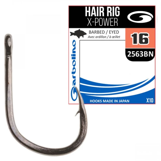 Carlige stationar - Carlige Garbolino Nr.8 Hair Rig X-power 2563 Black Nickel 10buc