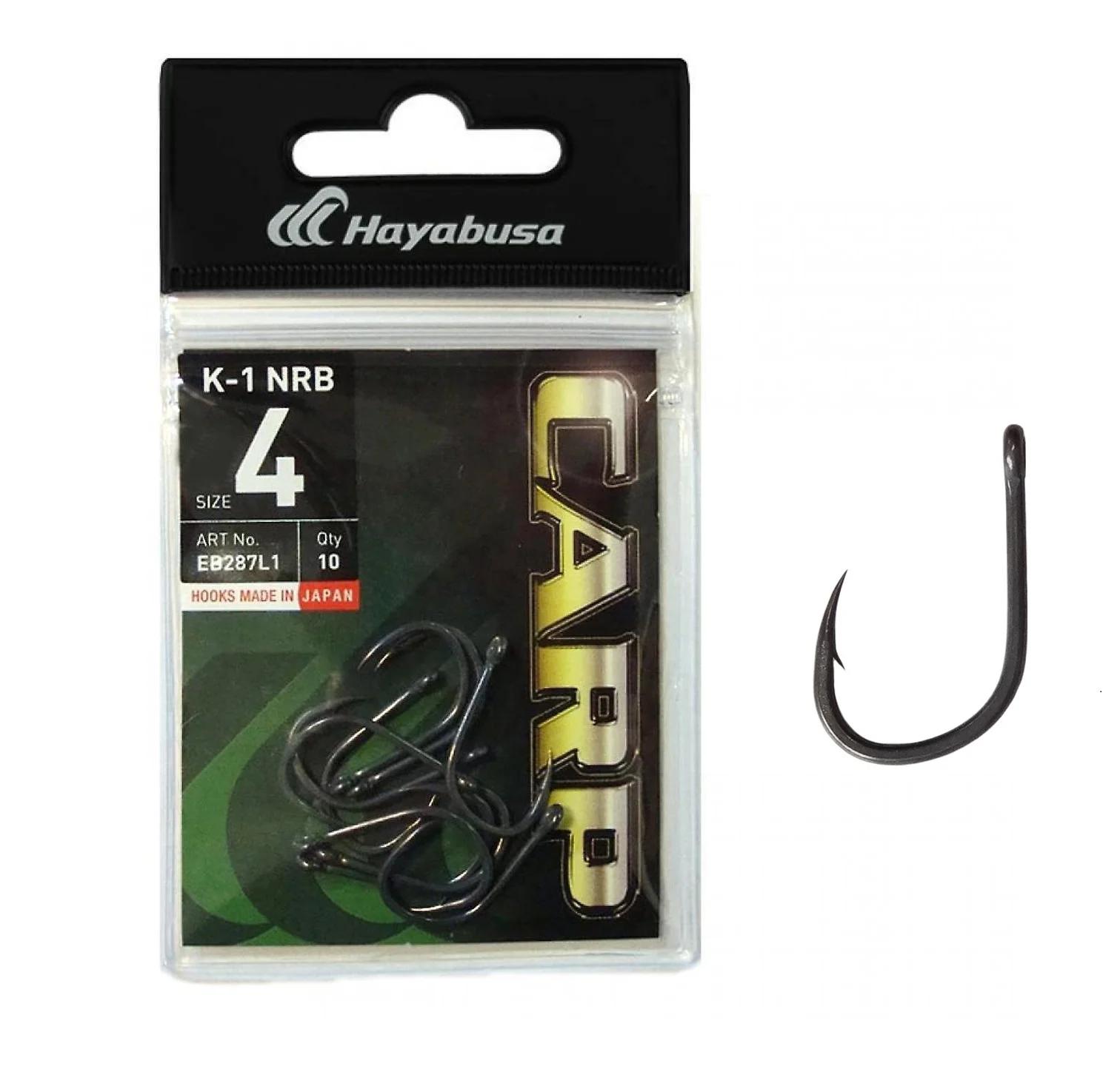 Carlige stationar - CARLIGE HAYABUSA K1 NRB NONREFLECT BLACK NR.12  10BUC/PLIC