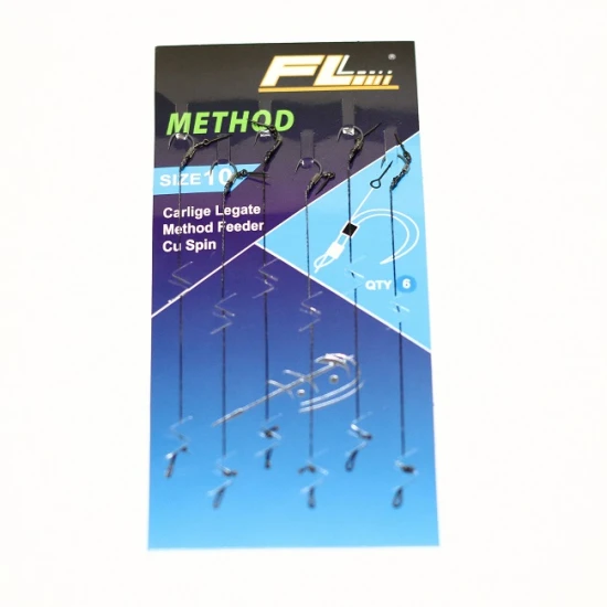 Carlige stationar - Carlige Legate Fl Method Feeder Cu Spin 7mm Carlig Method Barbles Nr 14 6buc/set