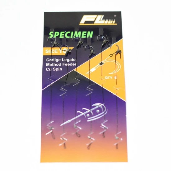 Carlige stationar - Carlige Legate Fl Method Feeder Cu Spin 7mm Carlig Specimen Nr 6 6buc/set
