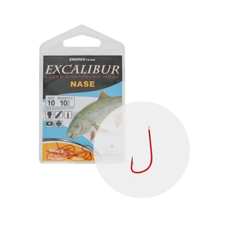 Pescuit la feeder,stationar - Carlige Scobar Rosii Excalibur Nase Bolo NR.14 10BUC/PLIC