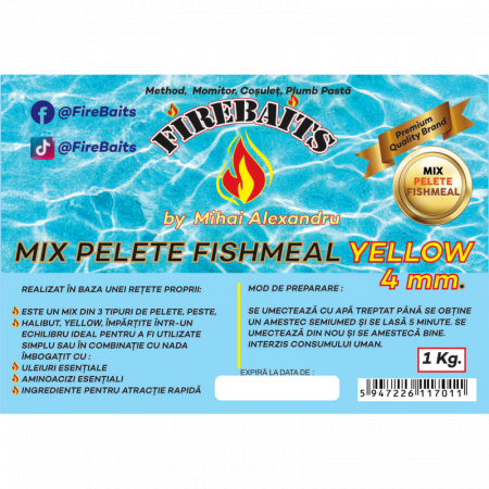 Pelete Fire Baits Fishmeal Yellow 4mm, 1kg [1]