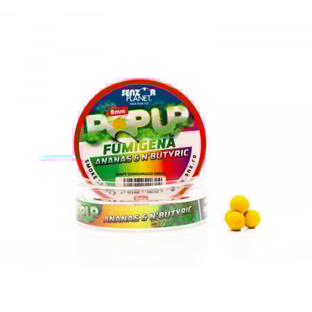 Boilies-uri pop-up - POP-UP FUMIGENA ANANAS & N'BUTYRIC (GALBEN) 8mm 25g