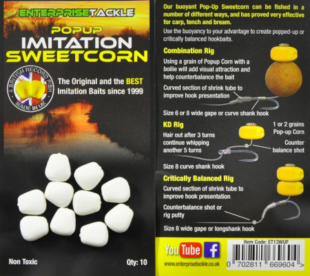 Momeli artificiale - POPUP SWEETCORN WHITE UNFLAVOURED 10buc.