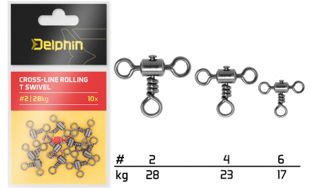Accesorii, monturi feeder, stationar - Vârtej de tip T / 10 buc #6 /17kg