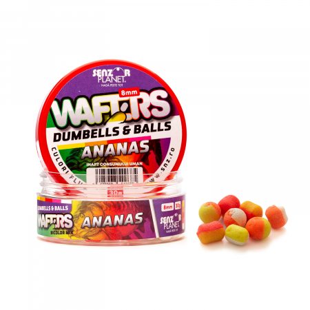 Boilies-uri critic echilibrate - WAFTERS DUMBELLS & BALLS BICOLOR ANANAS (MIX BICOLOR) 8mm 30g