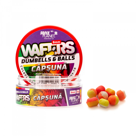 Boilies-uri critic echilibrate - WAFTERS DUMBELLS & BALLS BICOLOR CAPSUNA (MIX BICOLOR) 8mm 30g