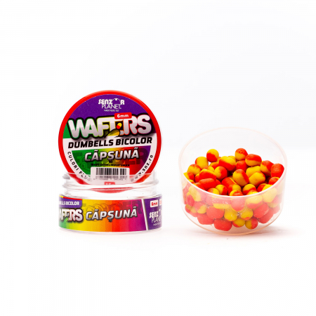 Boilies-uri critic echilibrate - WAFTERS DUMBELLS BICOLOR CAPSUNA (GALBEN-ROSU) 6mm 15g