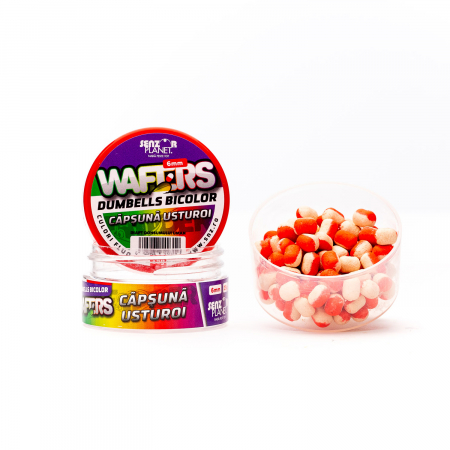 Boilies-uri critic echilibrate - WAFTERS DUMBELLS BICOLOR CAPSUNA & USTUROI (ALB-ROSU) 6mm 15g
