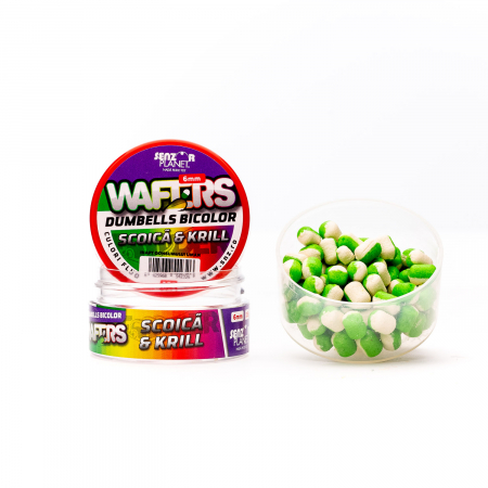 Nade si momeli - WAFTERS DUMBELLS BICOLOR SCOICA & KRILL (ALB-VERDE) 6mm 15g