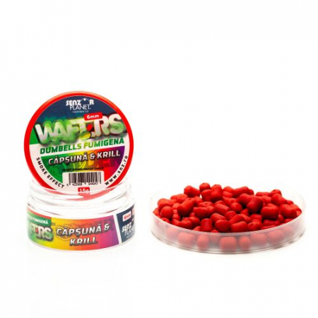 Boilies-uri critic echilibrate - WAFTERS DUMBELLS FUMIGENA CAPSUNA & KRILL (ROSU) 6mm 15g