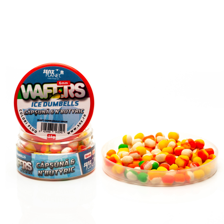 Boilies-uri critic echilibrate - WAFTERS ICE DUMBELLS BICOLOR CAPSUNA & N'BUTYRIC 6mm 15g