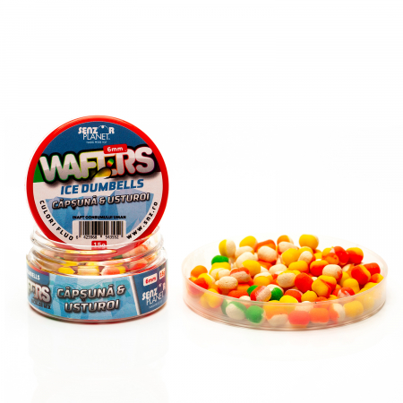 Boilies-uri critic echilibrate - WAFTERS ICE DUMBELLS BICOLOR CAPSUNA & USTUROI (MIX BICOLOR) 6mm 15g