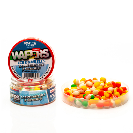 Boilies-uri critic echilibrate - WAFTERS ICE DUMBELLS BICOLOR LARVE LIBELULE & VIERMUSI 6mm 15g