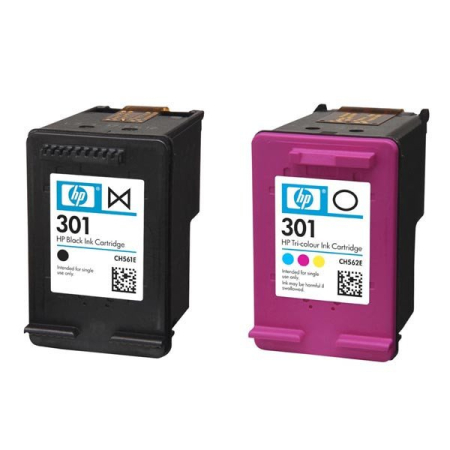 Combo-pack cerneala original HP N9J72AE 301 black + tri-color [1]