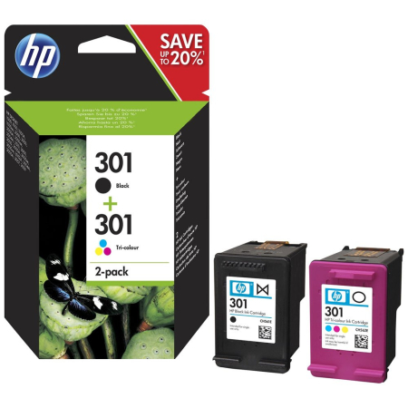 Cartuşe inkjet - Combo-pack cerneala original HP N9J72AE 301 black + tri-color