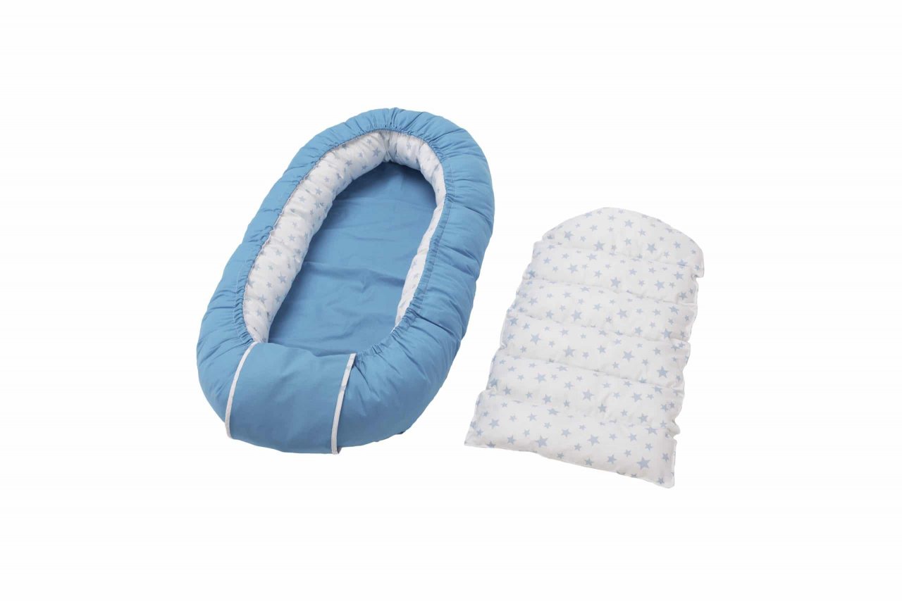 Cuib bebelusi pozitionator SomnArt baby nest, 94x60cm, albastru [2]