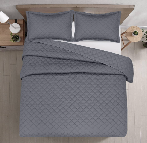 Cuvertura de pat velour, Somnart, 220x240 cm, gri [2]