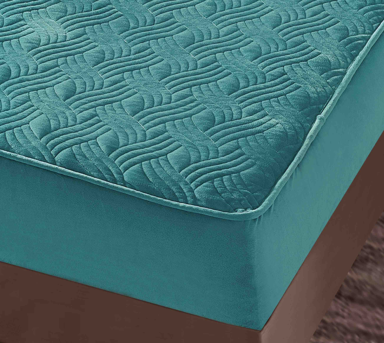 Husa de pat matlasata tip topper + 2 fete de perna 50x70cm,albastra - D096 [4]