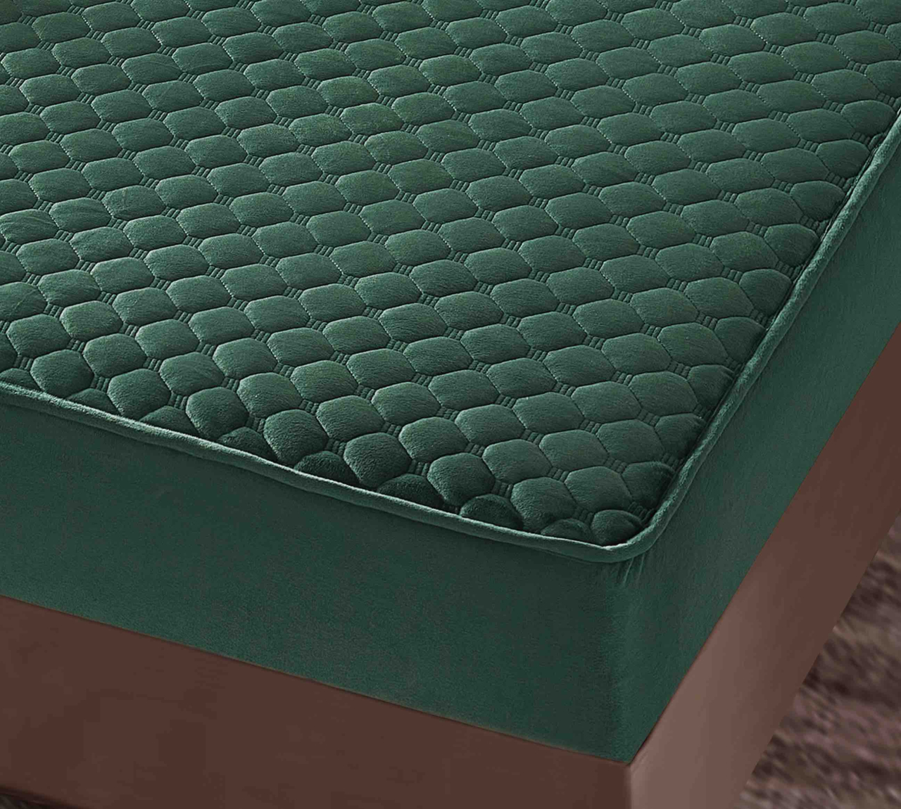 Husa de pat matlasata tip topper + 2 fete de perna 50x70cm,verde - D098 [4]