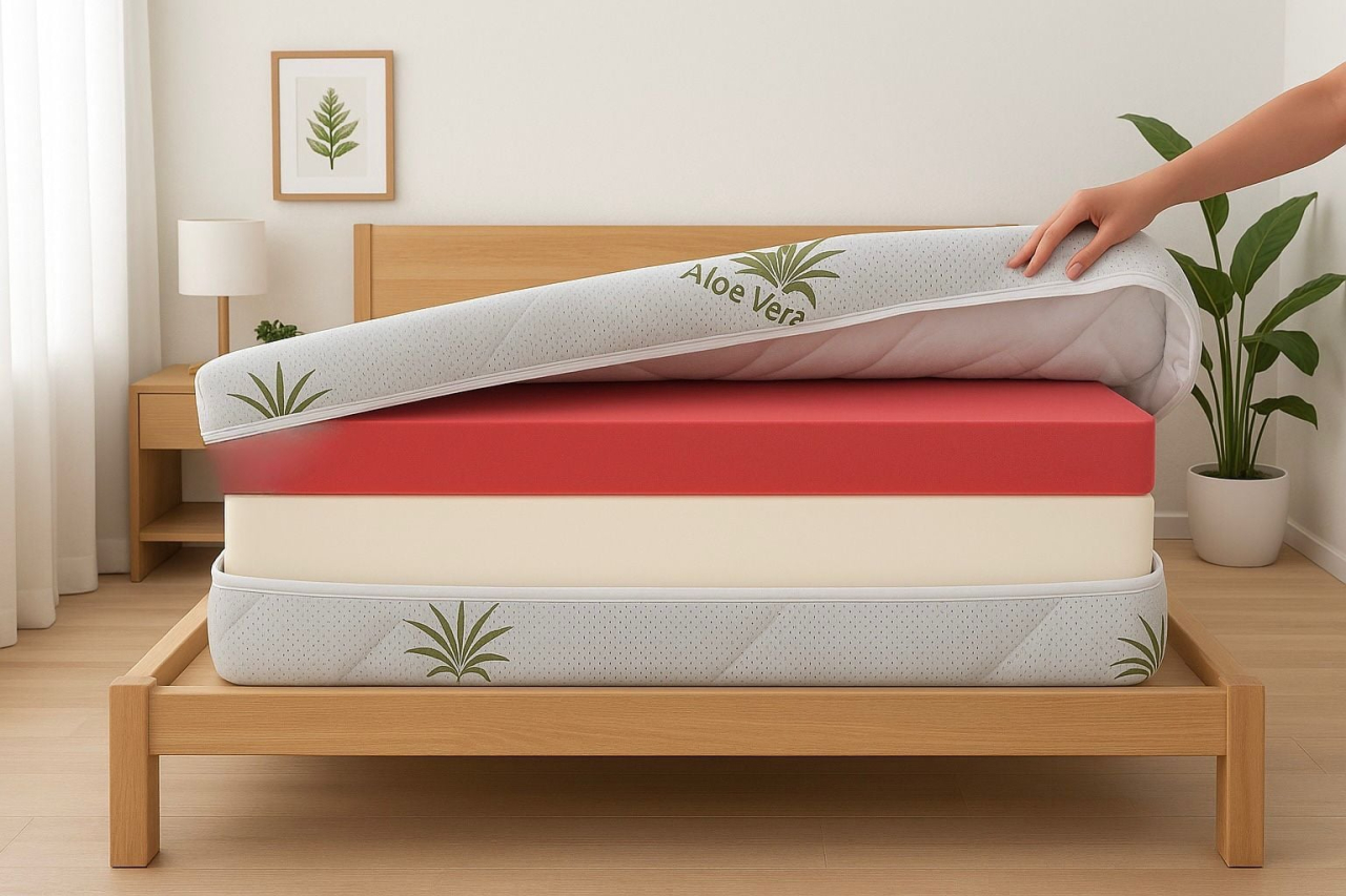 Husa saltea 100x200x20, Aloe Vera, matlasata, lavabila, detasabila, cu fermoar 4 laturi [3]