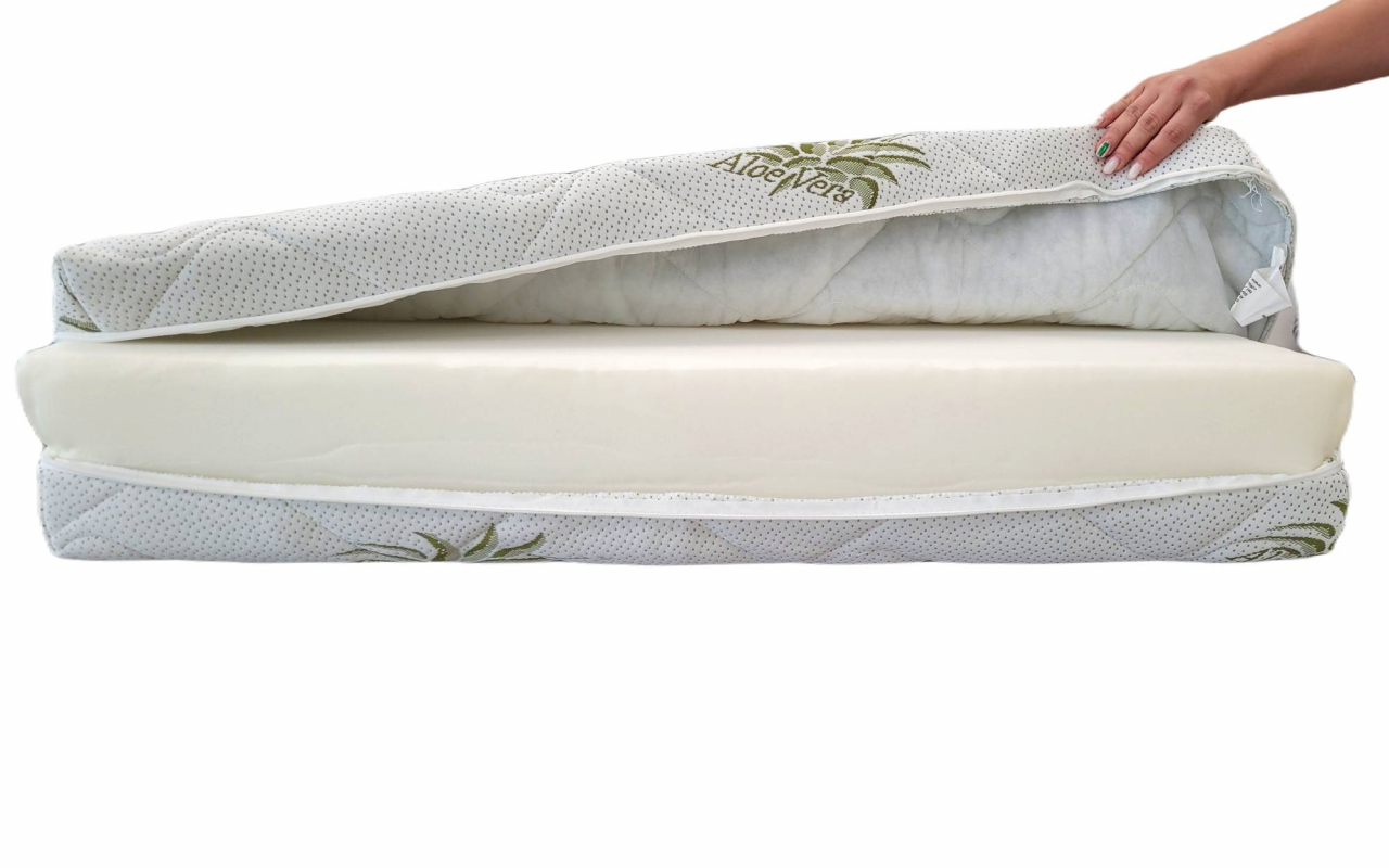 Husa saltea 100x200x25, Aloe Vera, matlasata, lavabila, detasabila, cu fermoar 4 laturi [2]
