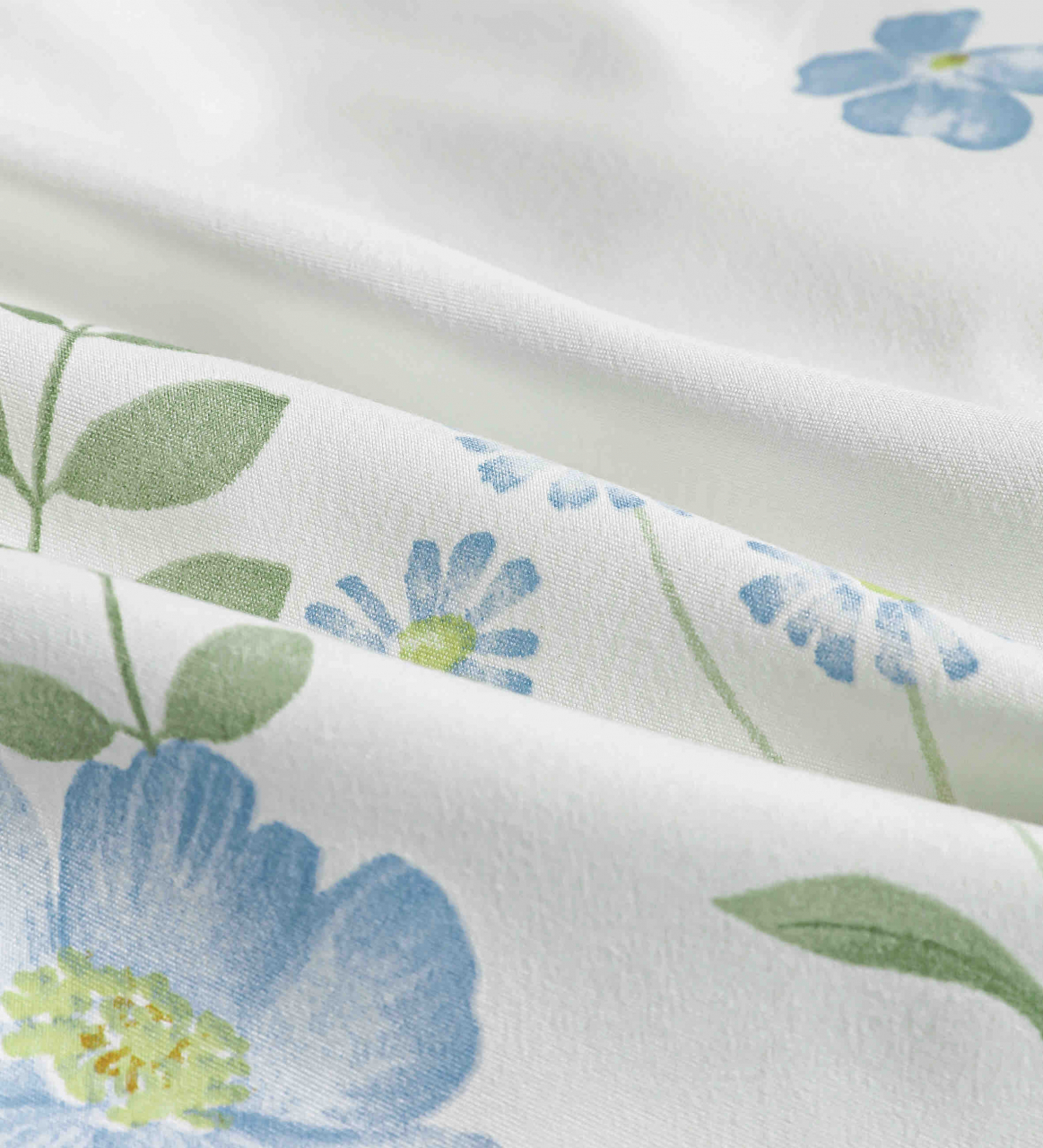 Lenjerie de lux pentru pat dublu,bumbac finet,6 piese,cearceaf cu elastic,alba/lila,imprimeu cu flori albastre-A1006 [7]