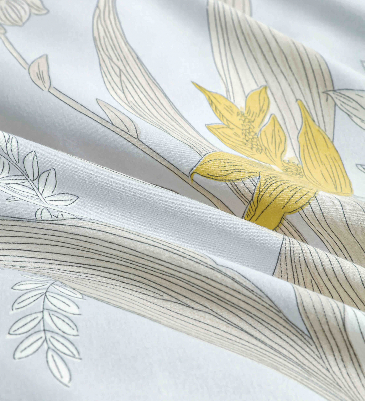 Lenjerie de lux pentru pat dublu,bumbac finet,6 piese,cearceaf cu elastic,alba/verde imprimeu cu flori-A1005 [7]