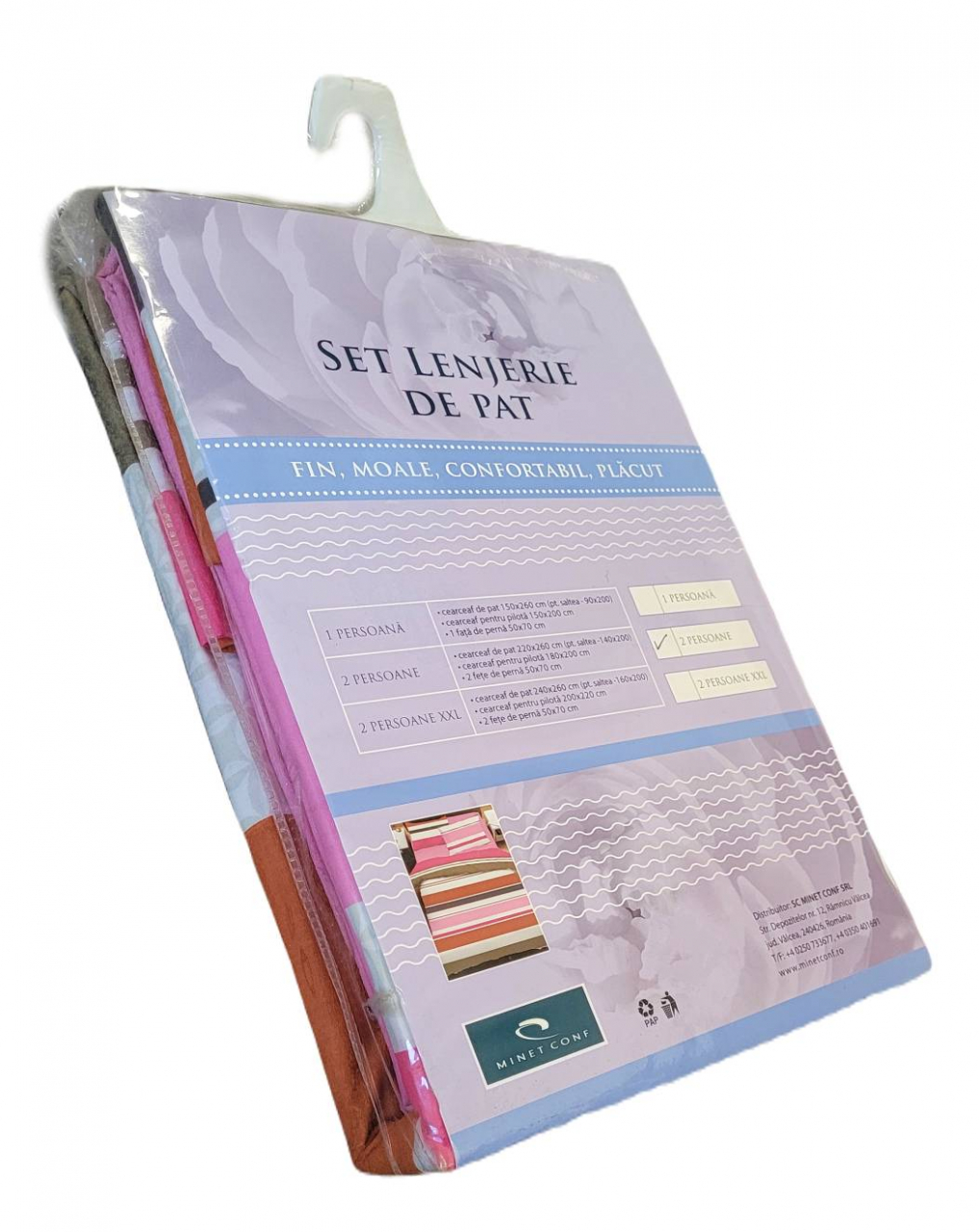 Lenjerie de Pat 100% Bumbac ranforce, Somnart, model M11, 2 persoane, pentru pilota de 180x200, ambalaj cutie cadou [4]