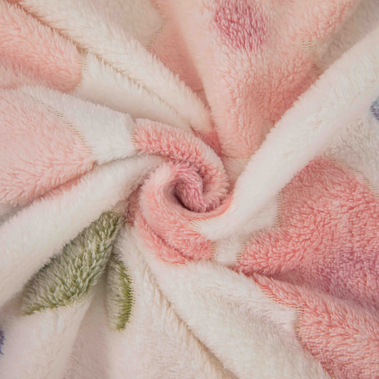 Lenjerie de pat dublu cocolino,4 piese, cearceaf cu elastic,alba/roz cu floricele-A1433 [4]