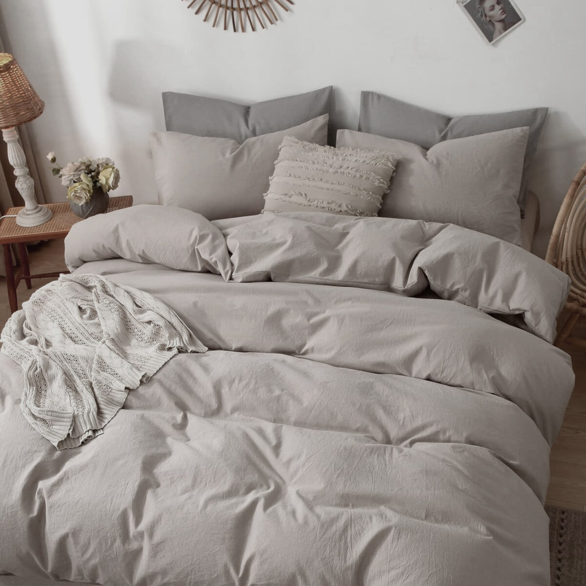 Lenjerie de pat Percalle,pat dublu, 6 piese, cearceaf pat clasic 240cm x 260cm, cearceaf pilota 200cm x 230cm, 2 fete perna 50 x 70,2 fete perna 70 x 70-PRCUNI2 [5]