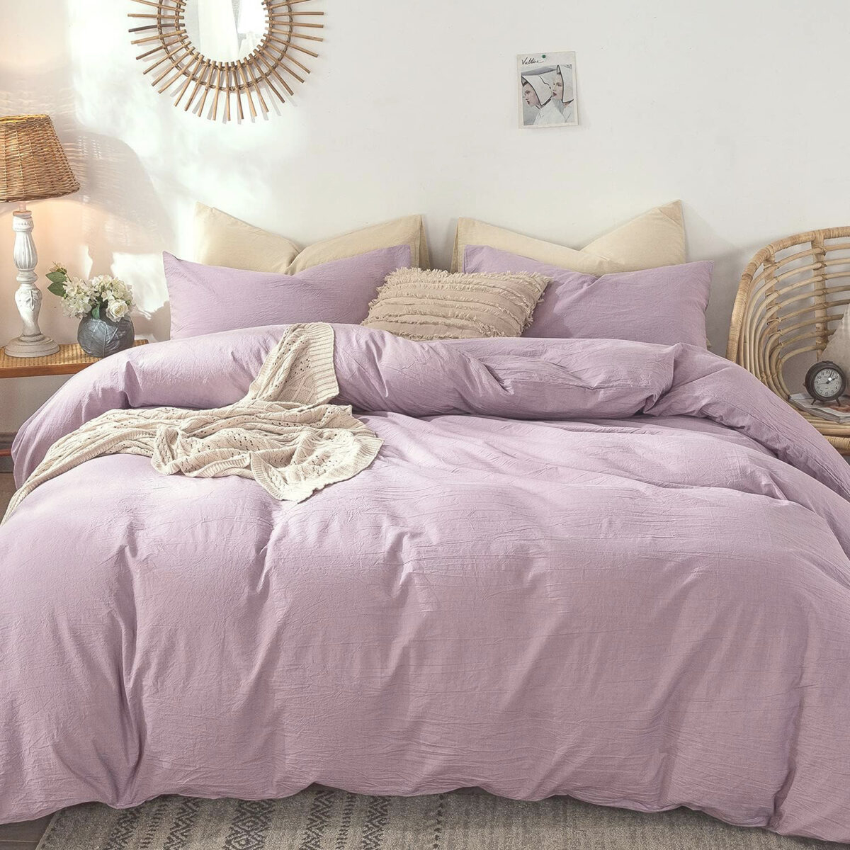 Lenjerie de pat Percalle,pat dublu, 6 piese, cearceaf pat clasic 240cm x 260cm, cearceaf pilota 200cm x 230cm, 2 fete perna 50 x 70,2 fete perna 70 x 70-PRCUNI1 [4]