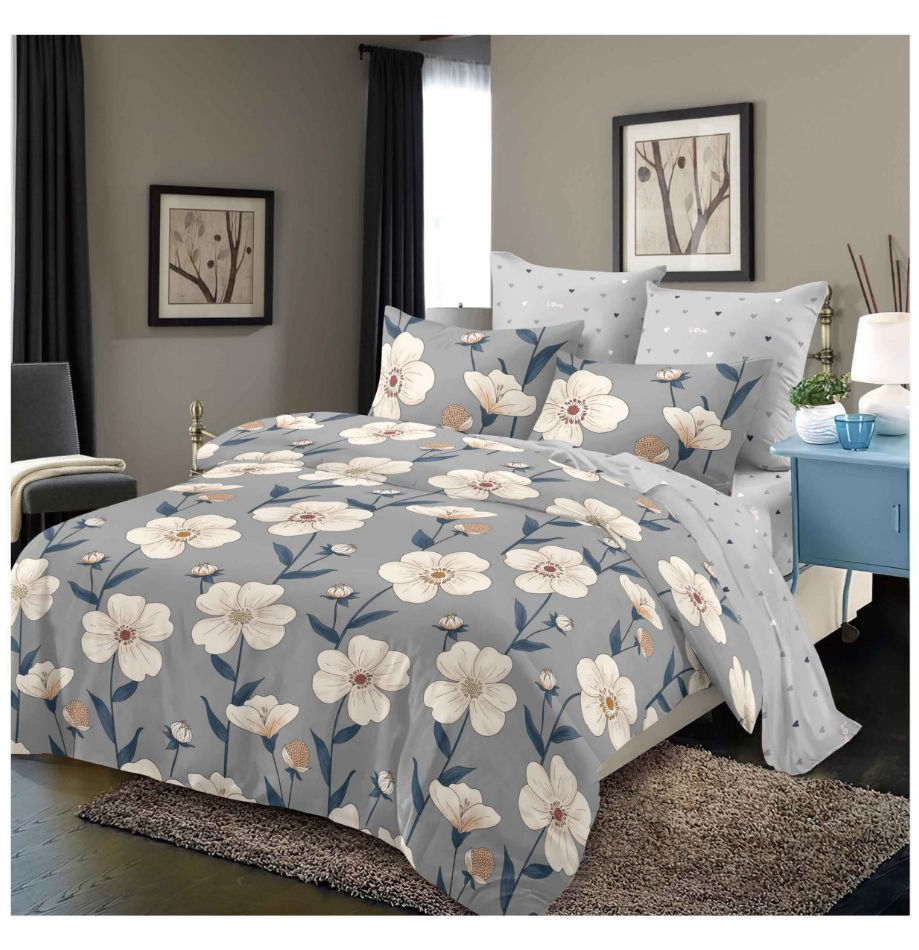 Lenjerie pat dublu,bumbac finet,6 piese,cearceaf normal 220x240cm, cearceaf pilota 200x220cm, 2 fete de perna 50x70, 2 fete de perna 70x70-A1056 [1]