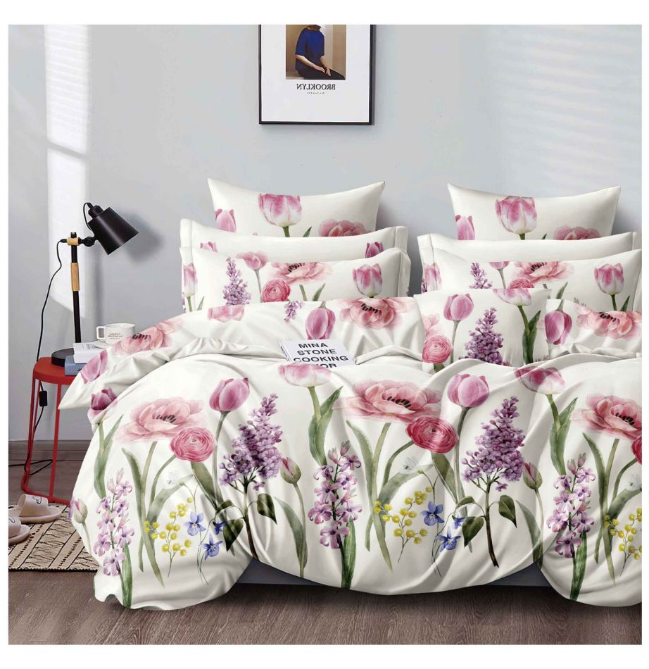 Lenjerie pat dublu,bumbac finet,6 piese,cearceaf normal 220x240cm, cearceaf pilota 200x220cm, 2 fete de perna 50x70, 2 fete de perna 70x70-A1059 [1]