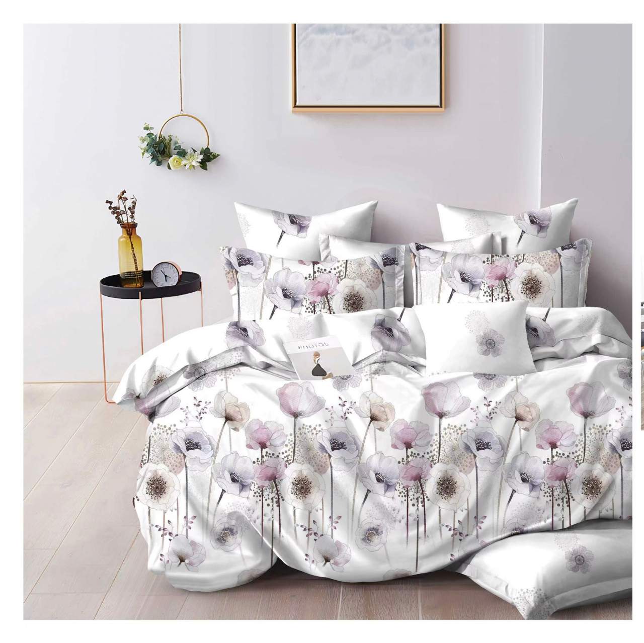 Lenjerie pat dublu,bumbac finet,6 piese,cearceaf normal 220x240cm, cearceaf pilota 200x220cm, 2 fete de perna 50x70, 2 fete de perna 70x70-A1072 [1]