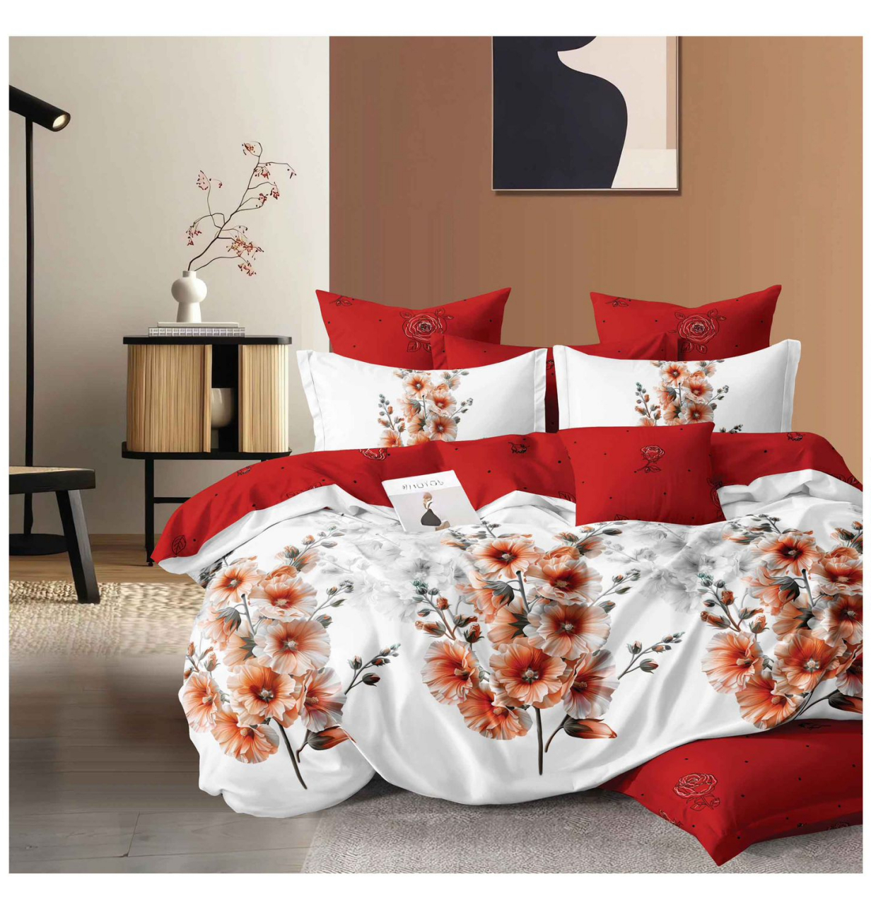 Lenjerie pat dublu,bumbac finet,6 piese,cearceaf normal 220x240cm, cearceaf pilota 200x220cm, 2 fete de perna 50x70, 2 fete de perna 70x70-A1085 [1]