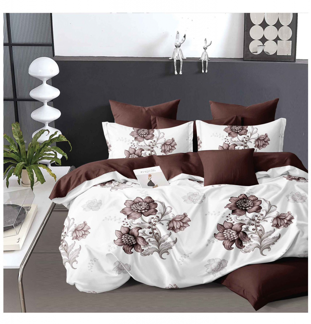 Lenjerie pat dublu,bumbac finet,6 piese,cearceaf normal 220x240cm, cearceaf pilota 200x220cm, 2 fete de perna 50x70, 2 fete de perna 70x70-A1101 [1]