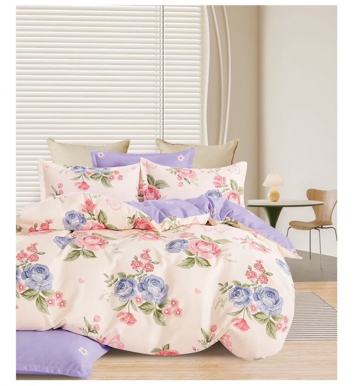 Lenjerie pat dublu,bumbac finet,6 piese,cearceaf normal 220x240cm, cearceaf pilota 200x220cm, 2 fete de perna 50x70, 2 fete de perna 70x70-A1175 [1]