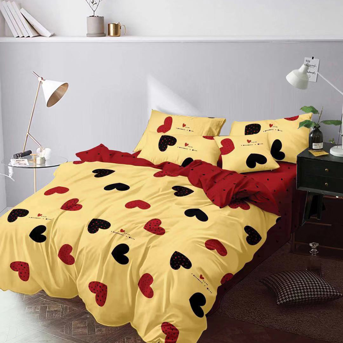 Lenjerie pat dublu,bumbac finet,6 piese,cearceaf normal 220x240cm, cearceaf pilota 200x220cm, 2 fete de perna 50x70, 2 fete de perna 70x70-M113 [1]