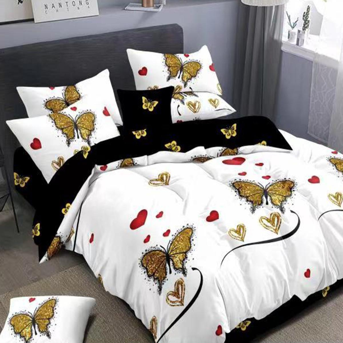 Lenjerie pat dublu,bumbac finet,6 piese,cearceaf normal 220x240cm, cearceaf pilota 200x220cm, 2 fete de perna 50x70, 2 fete de perna 70x70-M161 [1]