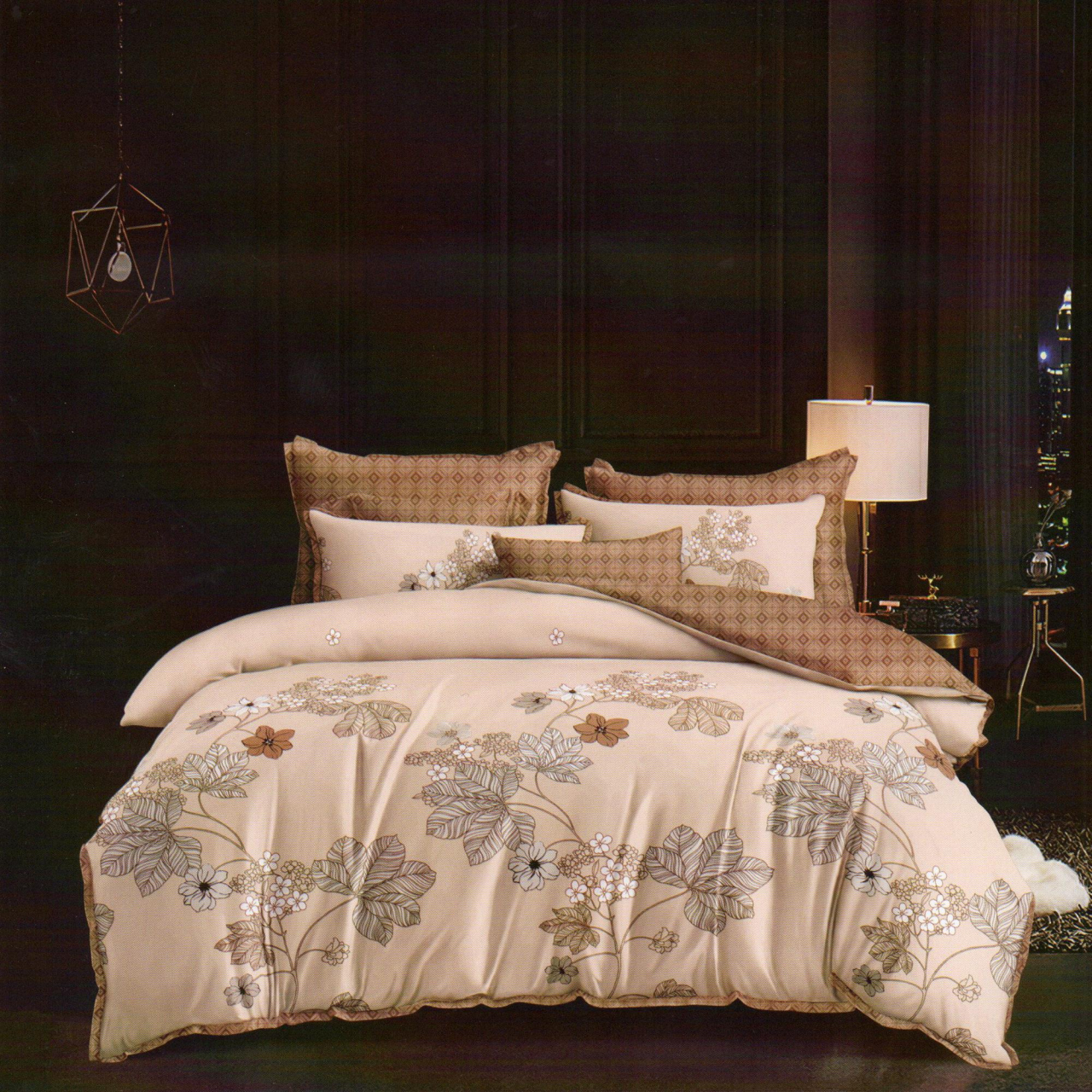 Lenjerie pat dublu,bumbac finet,6 piese,cearceaf normal 220x240cm, cearceaf pilota 200x220cm, 2 fete de perna 50x70, 2 fete de perna 70x70-M269 [1]