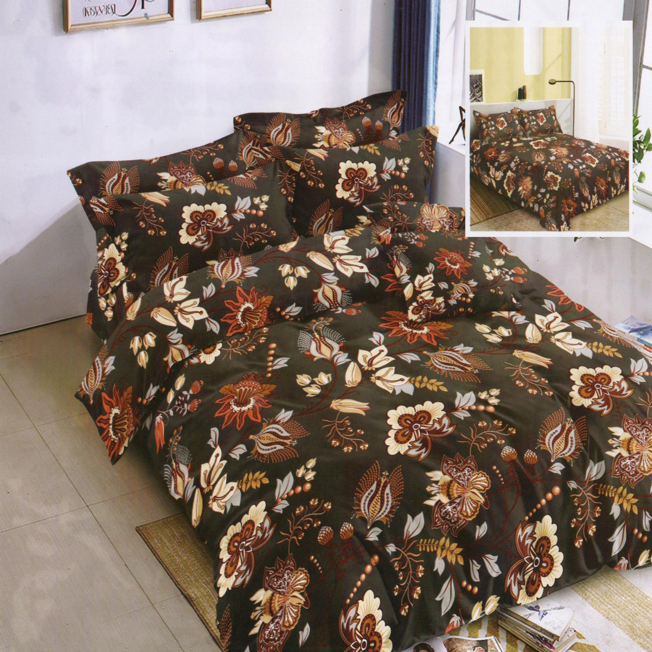 Lenjerie pat dublu,bumbac finet,6 piese,cearceaf normal 220x240cm, cearceaf pilota 200x220cm, 2 fete de perna 50x70, 2 fete de perna 70x70-M293 [1]