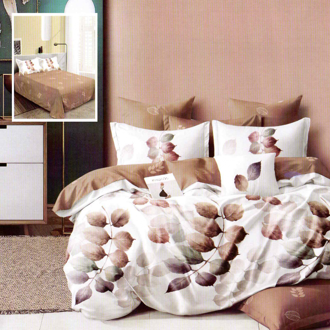 Lenjerie pat dublu,bumbac finet,6 piese,cearceaf normal 220x240cm, cearceaf pilota 200x220cm, 2 fete de perna 50x70, 2 fete de perna 70x70-M309 [1]
